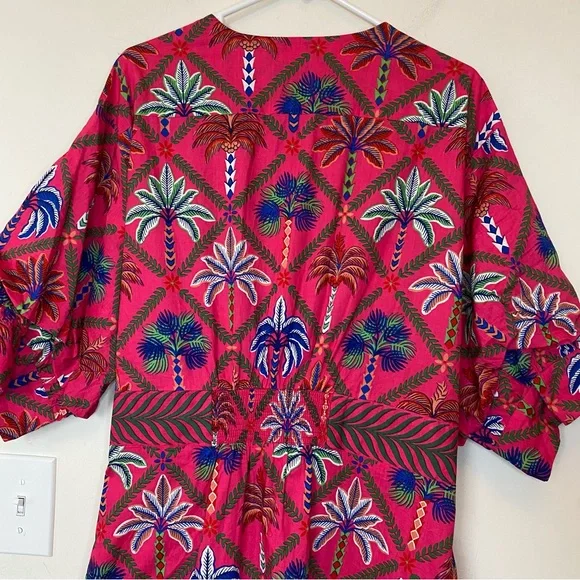 PRINTFRESH NEW Gabriela Midi Wrap Dress in Palm Tree Multi Pink Sz 1X - Picture 13 of 14
